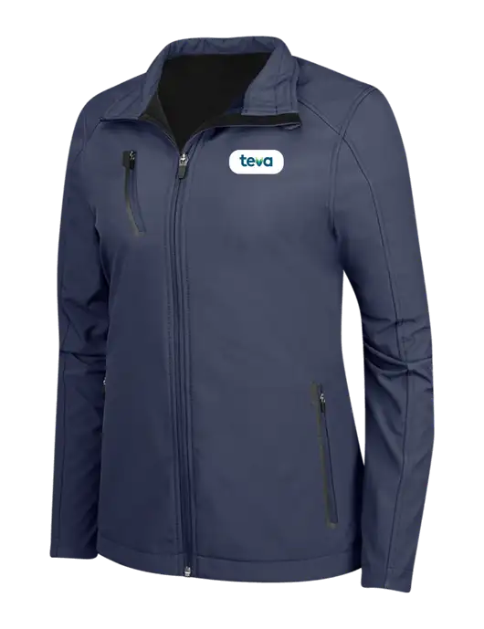 Navy Womens Welded Softshell Jacket w/Teva Logo