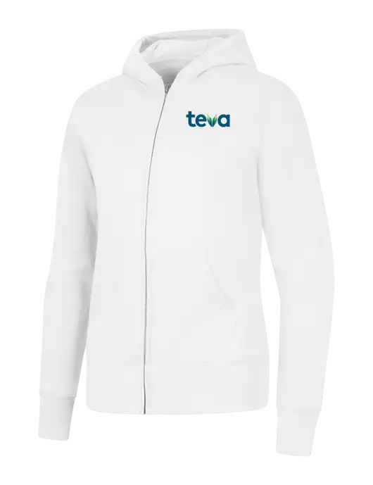 White Womens Core Fleece Full-Zip Hooded Sweatshirt w/Teva Logo