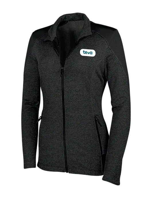 Womens Black Grid Fleece Jacket w/Teva Logo