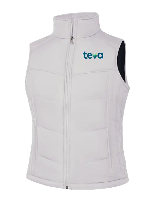 Womens White/Dark Slate Puffy Vest w/Teva Logo